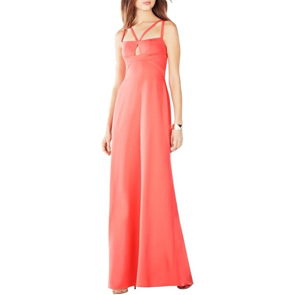 BCBGMaxAzria Dresses & Skirts - BCBG Max Azaria Coral Maxi Cutout Dress